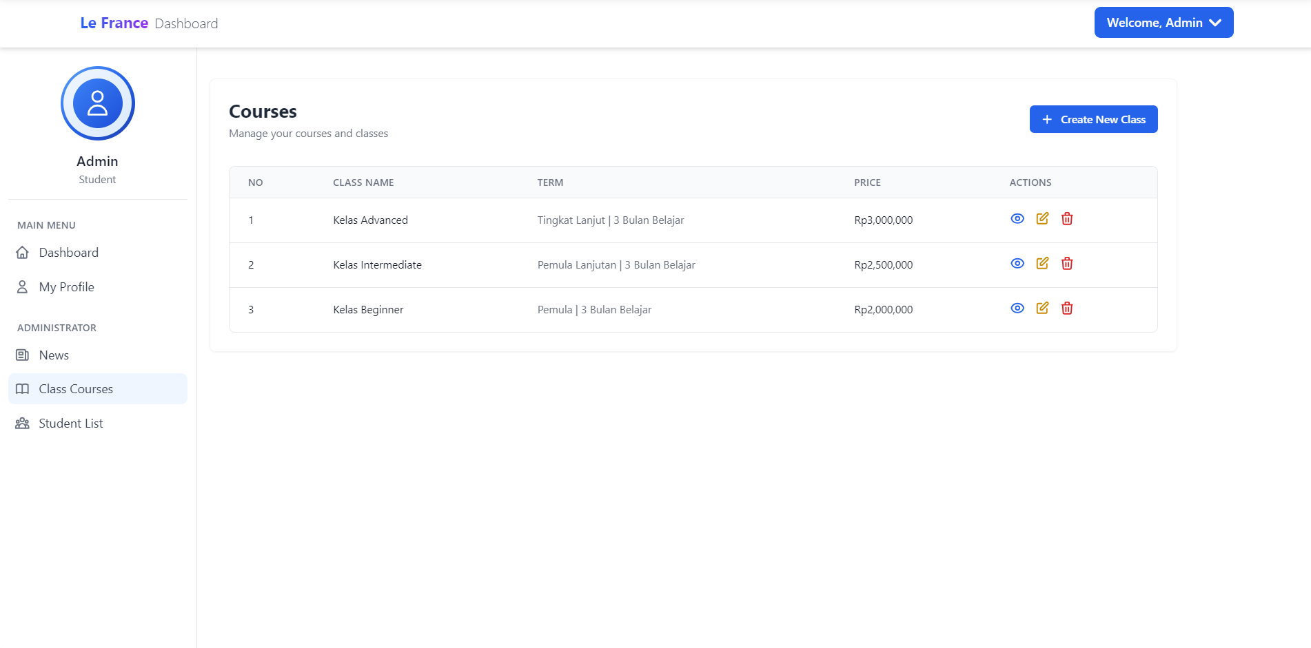 Course Dashboard